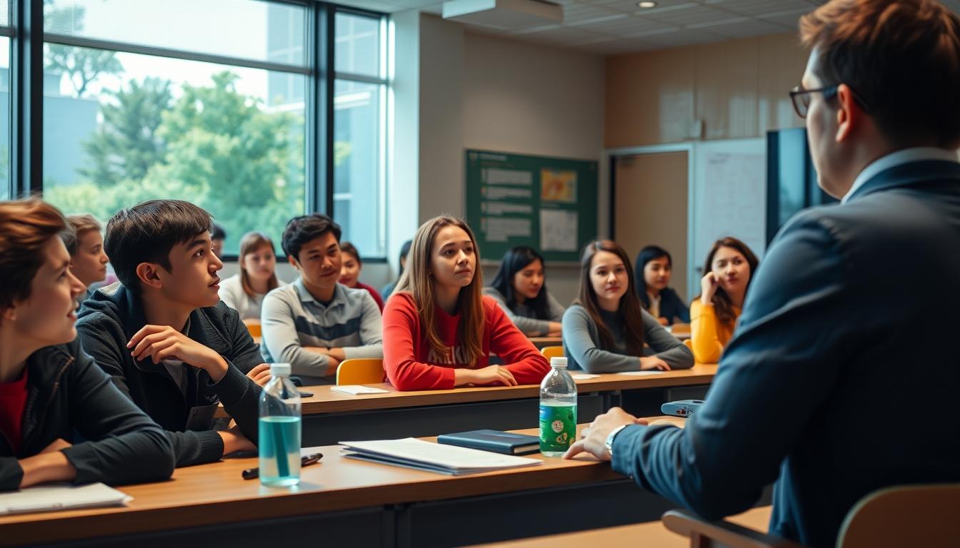Students learning together in a modern classroom